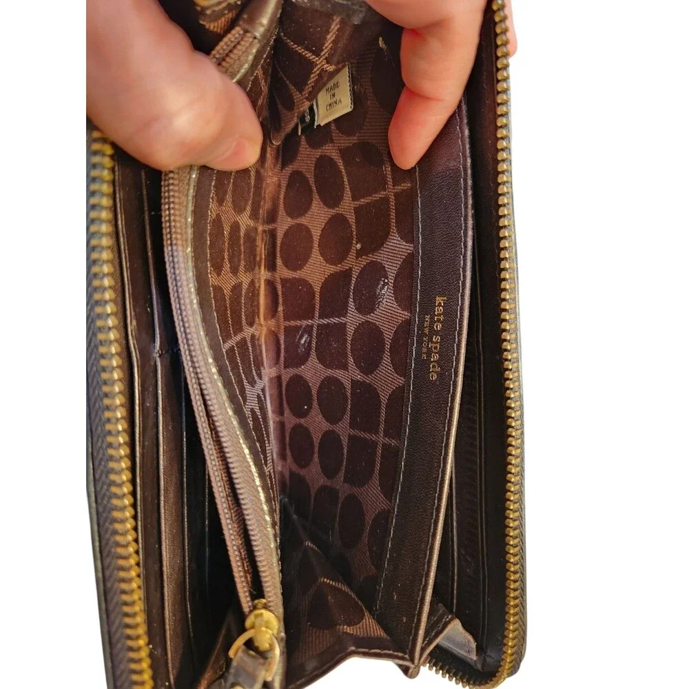 Kate Spade Nylon & Leather Trim Black Zip Around Wallet - Picture 9 of 10